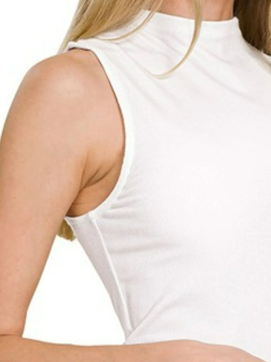 Zenana Ribbed Sleeveless Mock Neck Top - Tigbul's Variety Fashion Shop