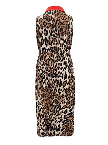 Plus Size Leopard Print Sleeveless Maxi Dress - Tigbul's Variety Fashion Shop