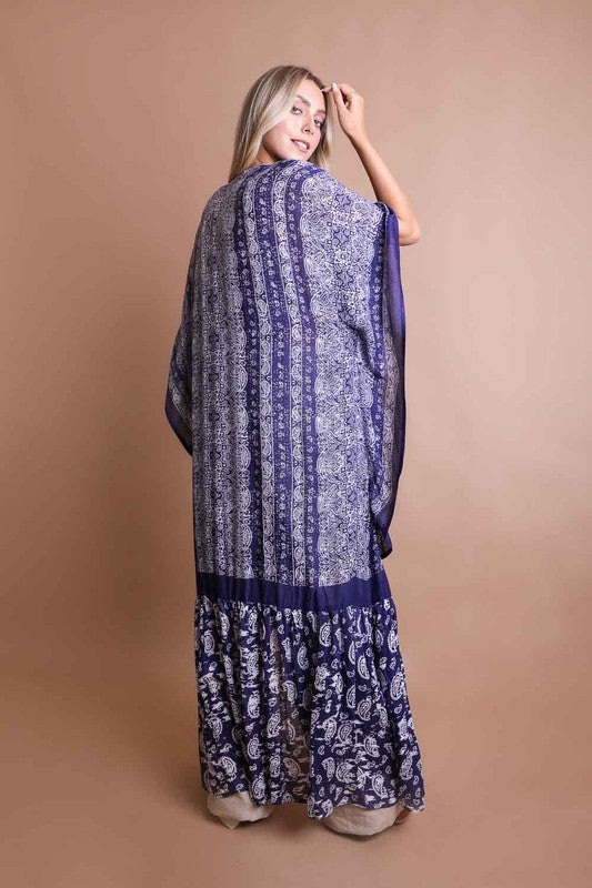 Paisley Tapestry Free Flow Kimono - Tigbul's Variety Fashion Shop