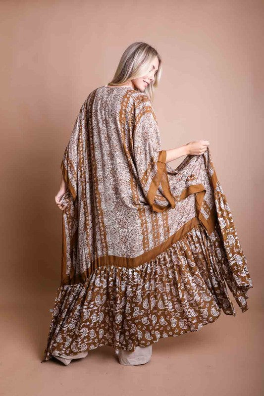 Paisley Tapestry Free Flow Kimono - Tigbul's Variety Fashion Shop