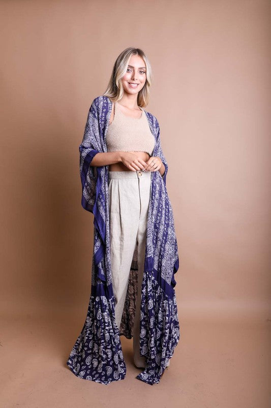 Paisley Tapestry Free Flow Kimono - Tigbul's Variety Fashion Shop