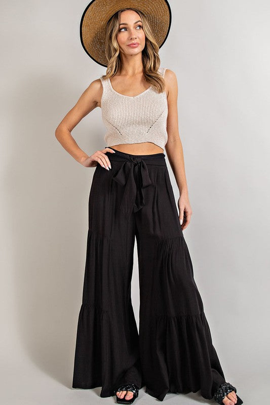 Tiered Wide Leg Pants - Tigbuls Variety Fashion