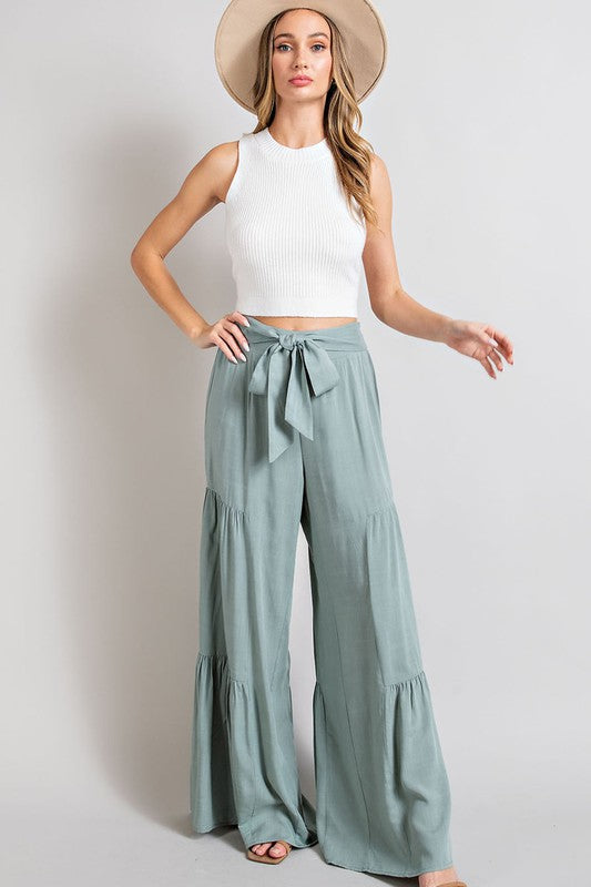 Tiered Wide Leg Pants - Tigbuls Variety Fashion