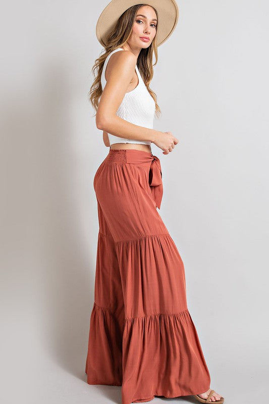 Tiered Wide Leg Pants - Tigbuls Variety Fashion