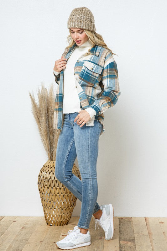 Yarn Dyed Plaid Shirt Jacket Shacket - Tigbul's Variety Fashion Shop