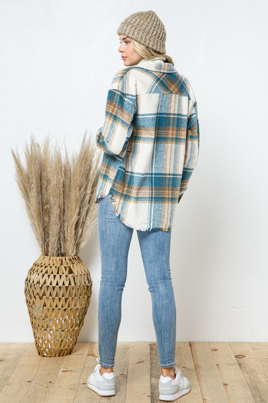 Yarn Dyed Plaid Shirt Jacket Shacket - Tigbul's Variety Fashion Shop