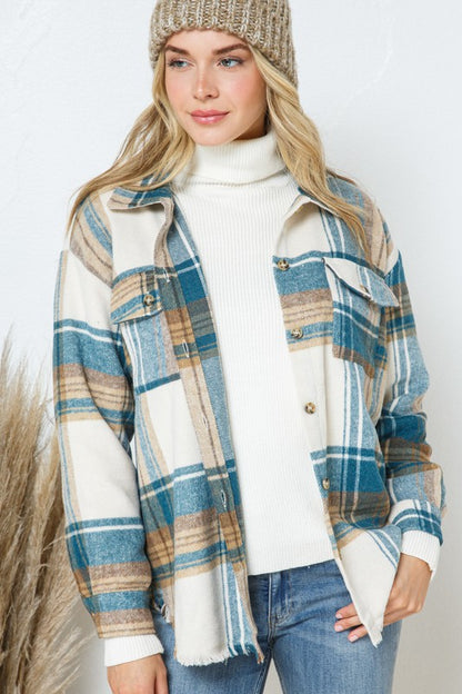 Yarn Dyed Plaid Shirt Jacket Shacket - Tigbul's Variety Fashion Shop