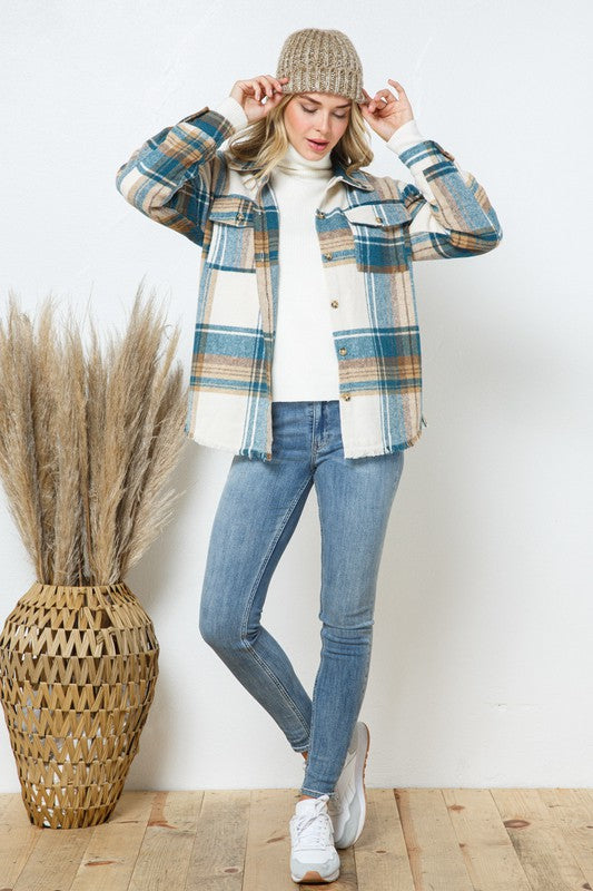 Yarn Dyed Plaid Shirt Jacket Shacket - Tigbul's Variety Fashion Shop