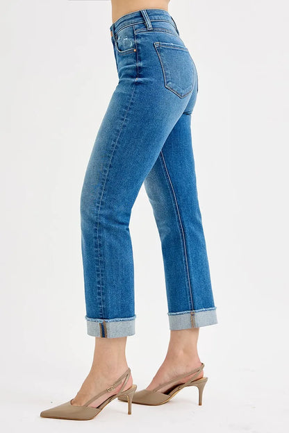 RISEN Full Size High Rise Boyfriend Fit Ankle Jeans Plus SIze - Tigbul's Variety Fashion Shop