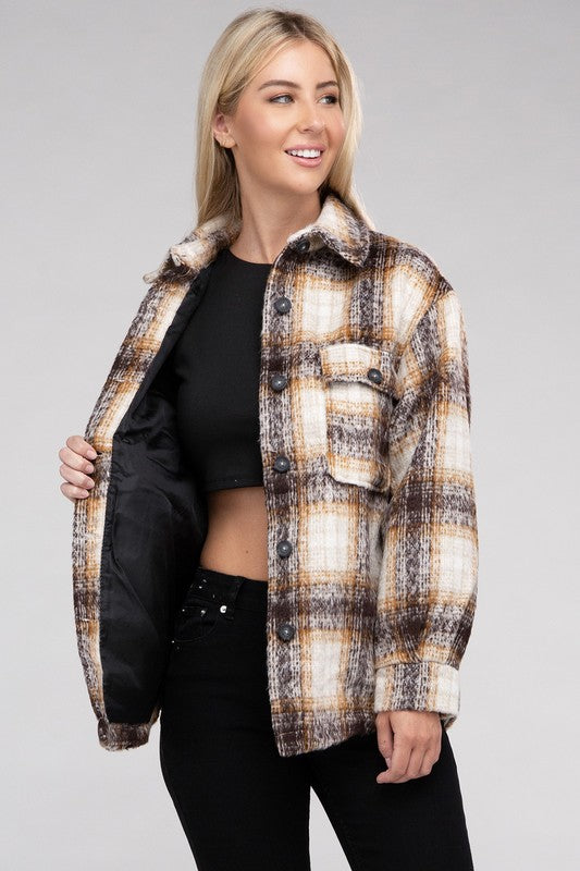 Cozy Plaid Flannel Shacket - Tigbuls Variety Fashion