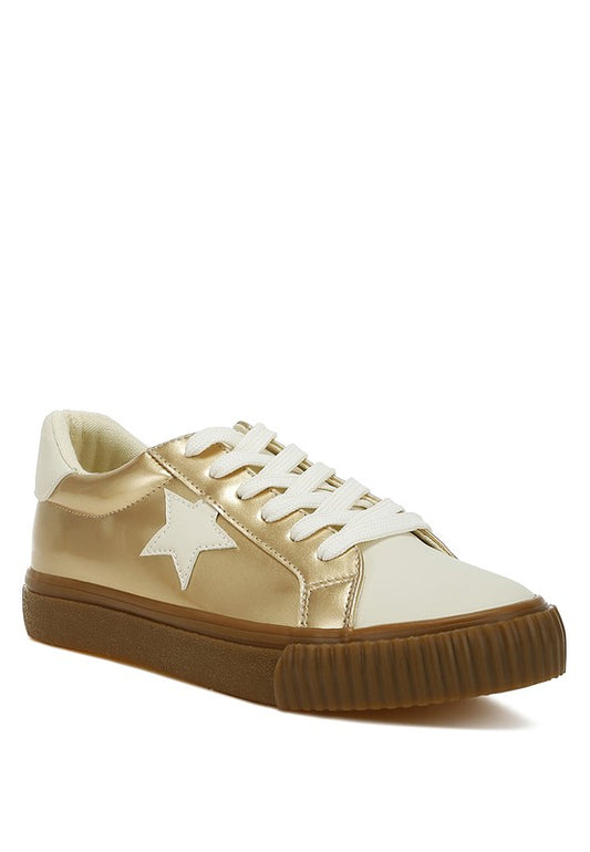 Jumping jacks Metallic Faux Leather Star Sneakers - Tigbul's Variety Fashion Shop