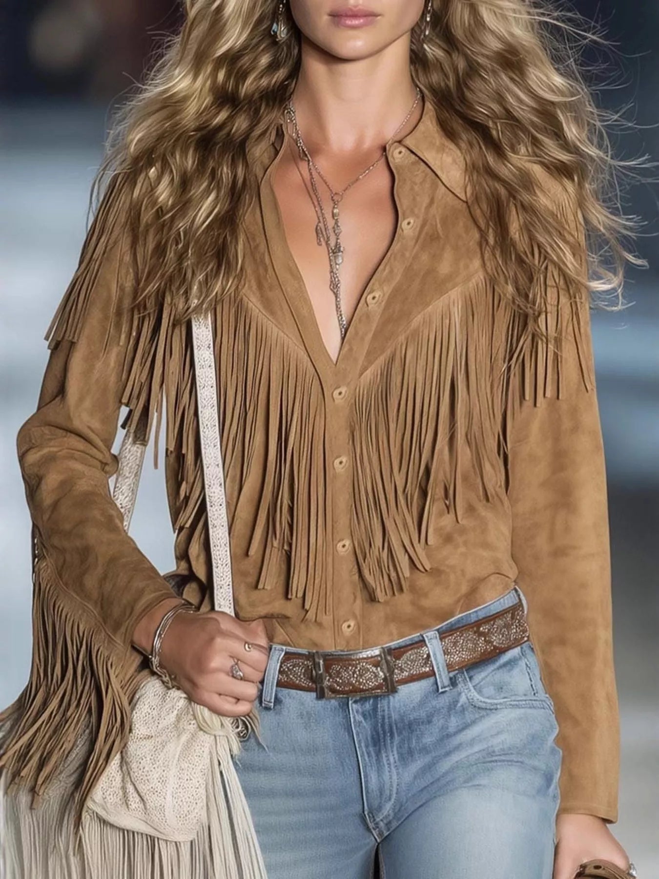 Western Style Fringe Jacket - Tigbul's Variety Fashion Shop