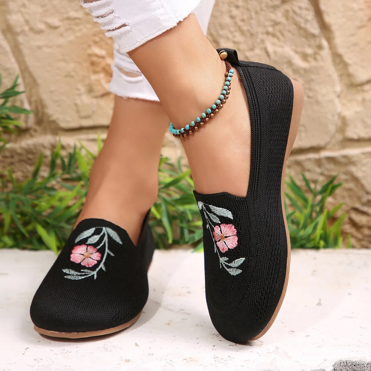 Embroidered Mesh Slip-Ons - Tigbul's Variety Fashion Shop