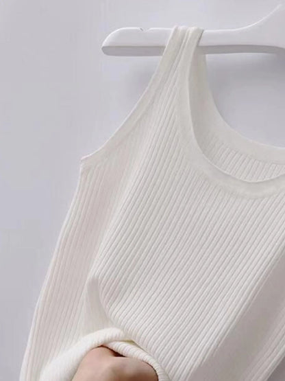 Plus Size Ribbed Knit Scoop Neck Tank Top - Tigbul's Variety Fashion Shop