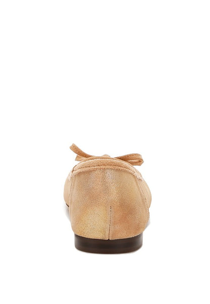 Rubyrose Suede Bow Embellished Square Toe Beige Ballerinas - Tigbul's Variety Fashion Shop