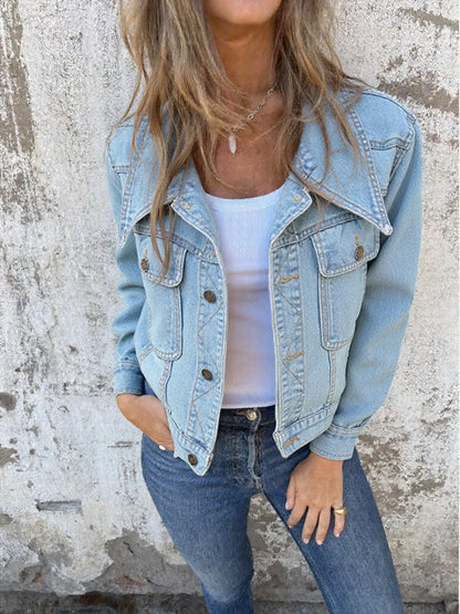 Button Up Wash Denim Jacket - Tigbul's Variety Fashion Shop