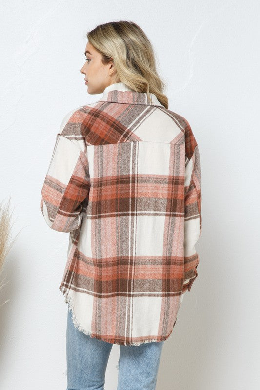 Yarn Dyed Plaid Shirt Jacket Shacket - Tigbul's Variety Fashion Shop