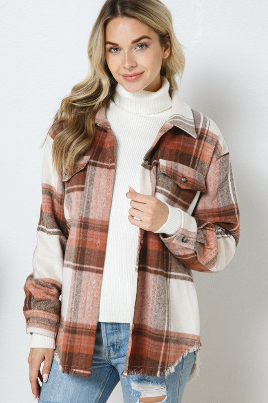 Yarn Dyed Plaid Shirt Jacket Shacket - Tigbul's Variety Fashion Shop