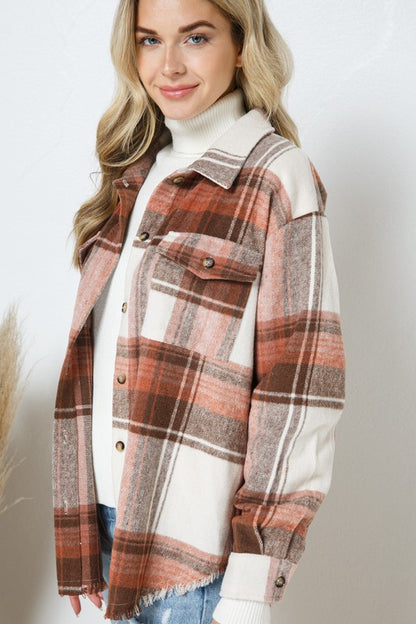 Yarn Dyed Plaid Shirt Jacket Shacket - Tigbul's Variety Fashion Shop