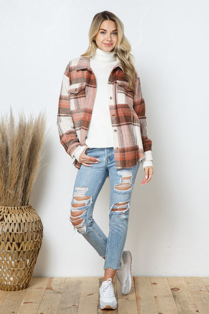 Yarn Dyed Plaid Shirt Jacket Shacket - Tigbul's Variety Fashion Shop