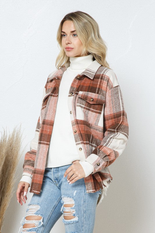 Yarn Dyed Plaid Shirt Jacket Shacket - Tigbul's Variety Fashion Shop