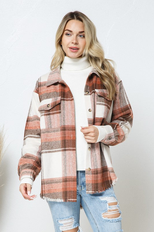 Yarn Dyed Plaid Shirt Jacket Shacket - Tigbul's Variety Fashion Shop