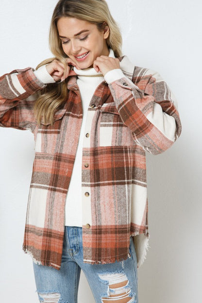 Yarn Dyed Plaid Shirt Jacket Shacket - Tigbul's Variety Fashion Shop