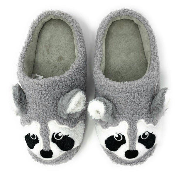 Raccoon - Women's Gray Slip On House Slippers | Tigbuls