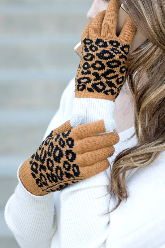 Leopard Stretch Touch Gloves - Tigbul's Variety Fashion Shop