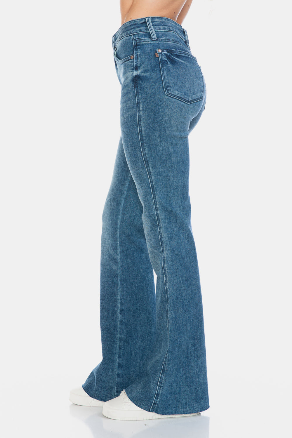 Judy Blue Full Size Tummy Control Cut Hem Long Flare Jeans - Tigbul's Variety Fashion Shop