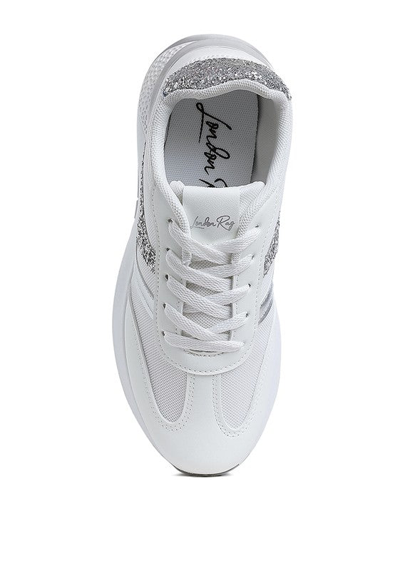 Tapers Glitter Detail Chunky Sneakers - Tigbul's Variety Fashion Shop