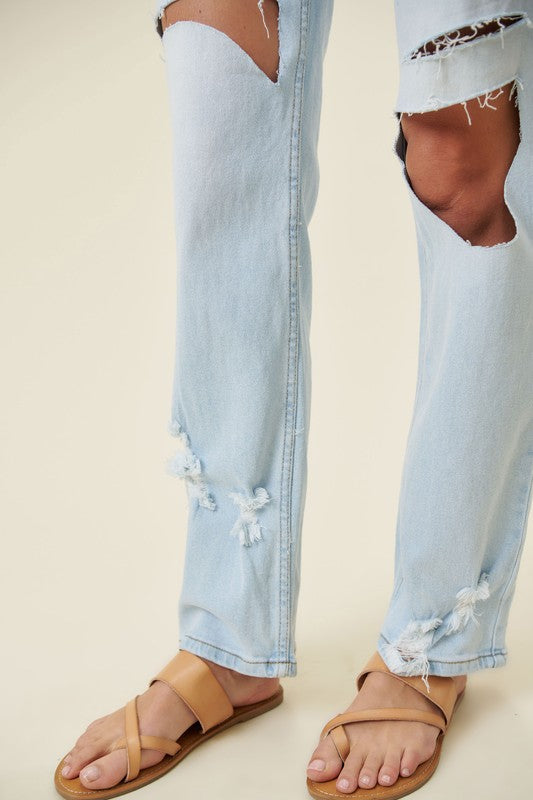 Distressed Wide Leg Jeans - Tigbuls Variety Fashion