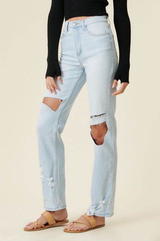 Distressed Wide Leg Jeans - Tigbuls Variety Fashion