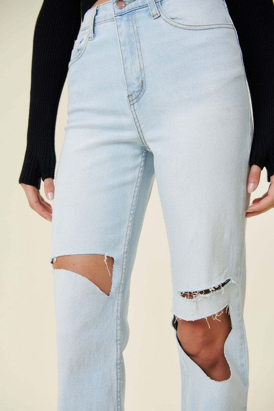 Distressed Wide Leg Jeans - Tigbuls Variety Fashion