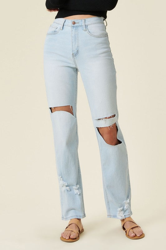 Distressed Wide Leg Jeans - Tigbuls Variety Fashion