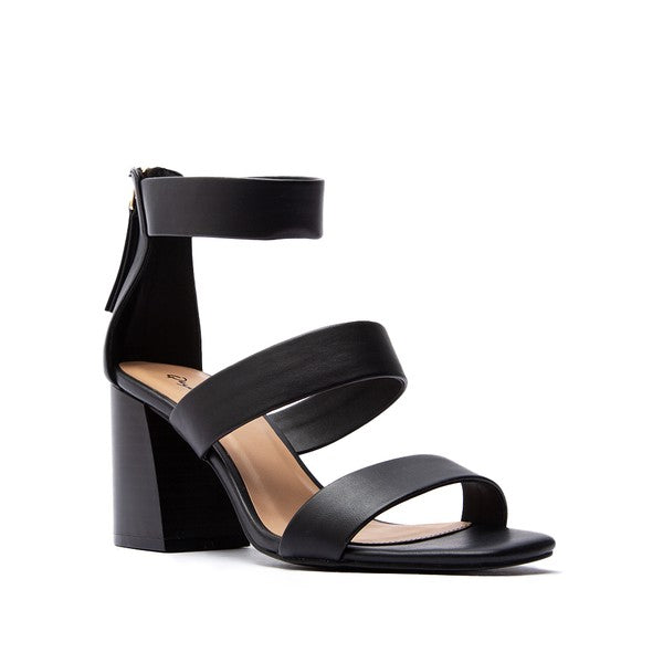 Black Strappy Block Heel Sandal - Tigbuls Variety Fashion