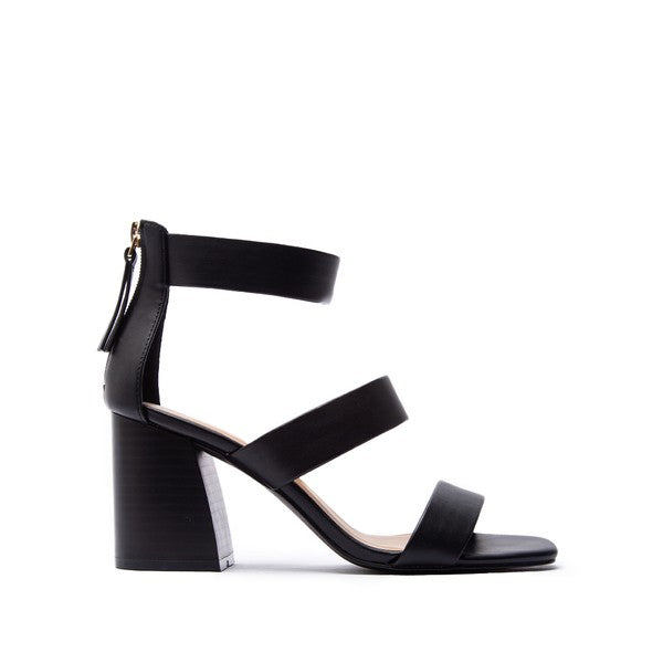 Black Strappy Block Heel Sandal - Tigbuls Variety Fashion