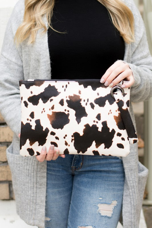 Cow Print Oversized Everyday Clutch - Tigbul's Variety Fashion Shop