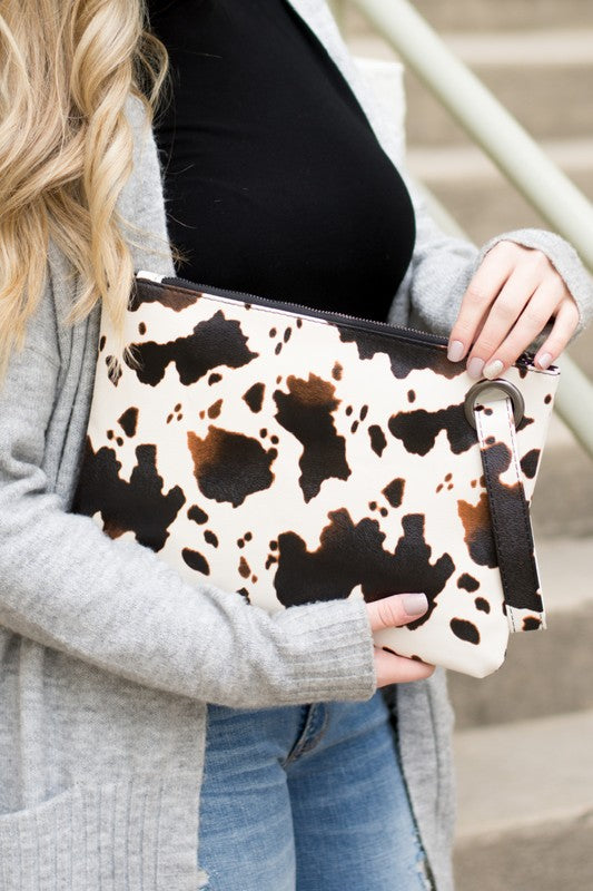 Cow Print Oversized Everyday Clutch - Tigbul's Variety Fashion Shop