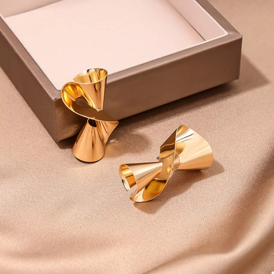 18K Gold-Plated Twist Earrings - Tigbul's Variety Fashion Shop