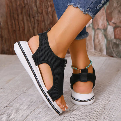 Mesh Open Toe Platform Sandals - Tigbul's Variety Fashion Shop