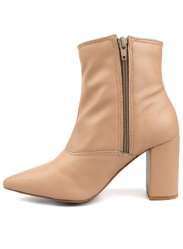 Pointed Toe Bootie with a Block Heel - Tigbuls Variety Fashion