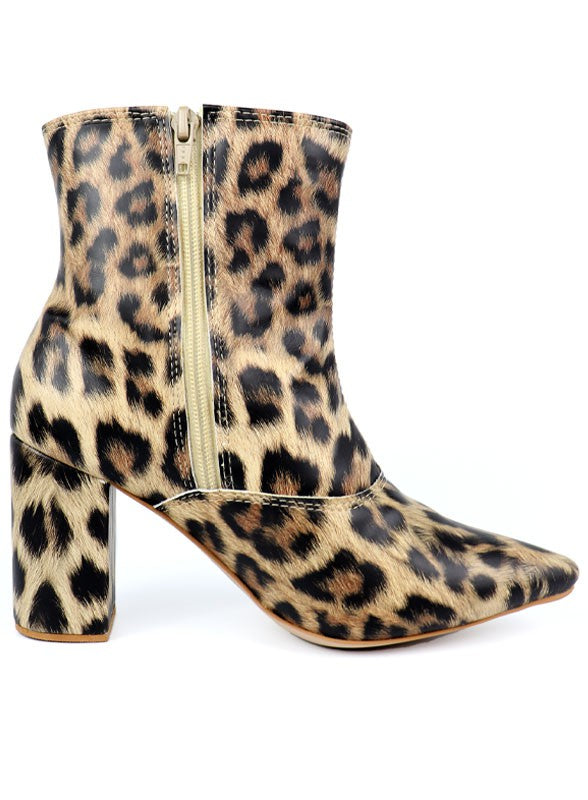 Pointed Toe Bootie with a Block Heel - Tigbuls Variety Fashion