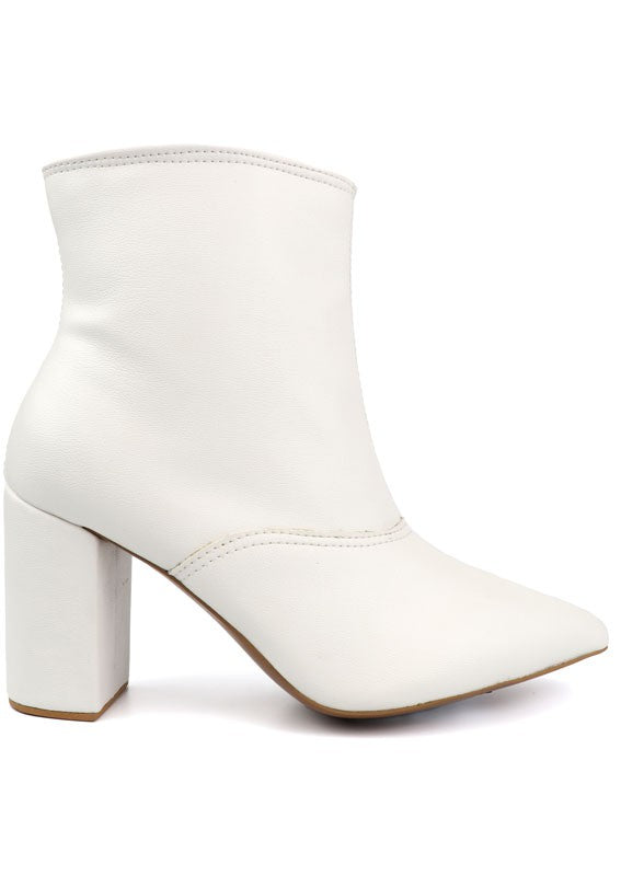 Pointed Toe Bootie with a Block Heel - Tigbuls Variety Fashion