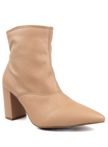 Pointed Toe Bootie with a Block Heel - Tigbuls Variety Fashion