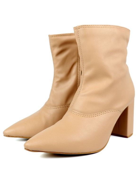 Pointed Toe Bootie with a Block Heel - Tigbuls Variety Fashion