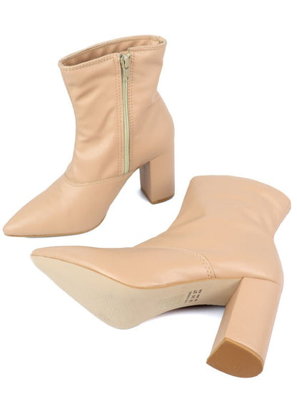 Pointed Toe Bootie with a Block Heel - Tigbuls Variety Fashion