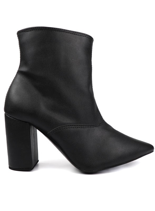 Pointed Toe Bootie with a Block Heel - Tigbuls Variety Fashion