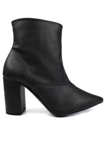 Pointed Toe Bootie with a Block Heel - Tigbuls Variety Fashion