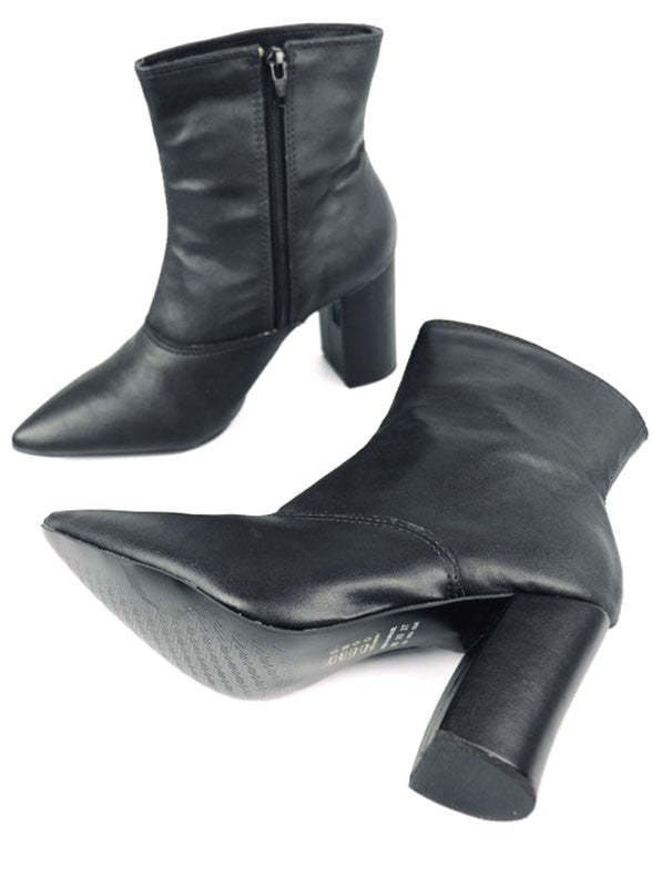 Pointed Toe Bootie with a Block Heel - Tigbuls Variety Fashion